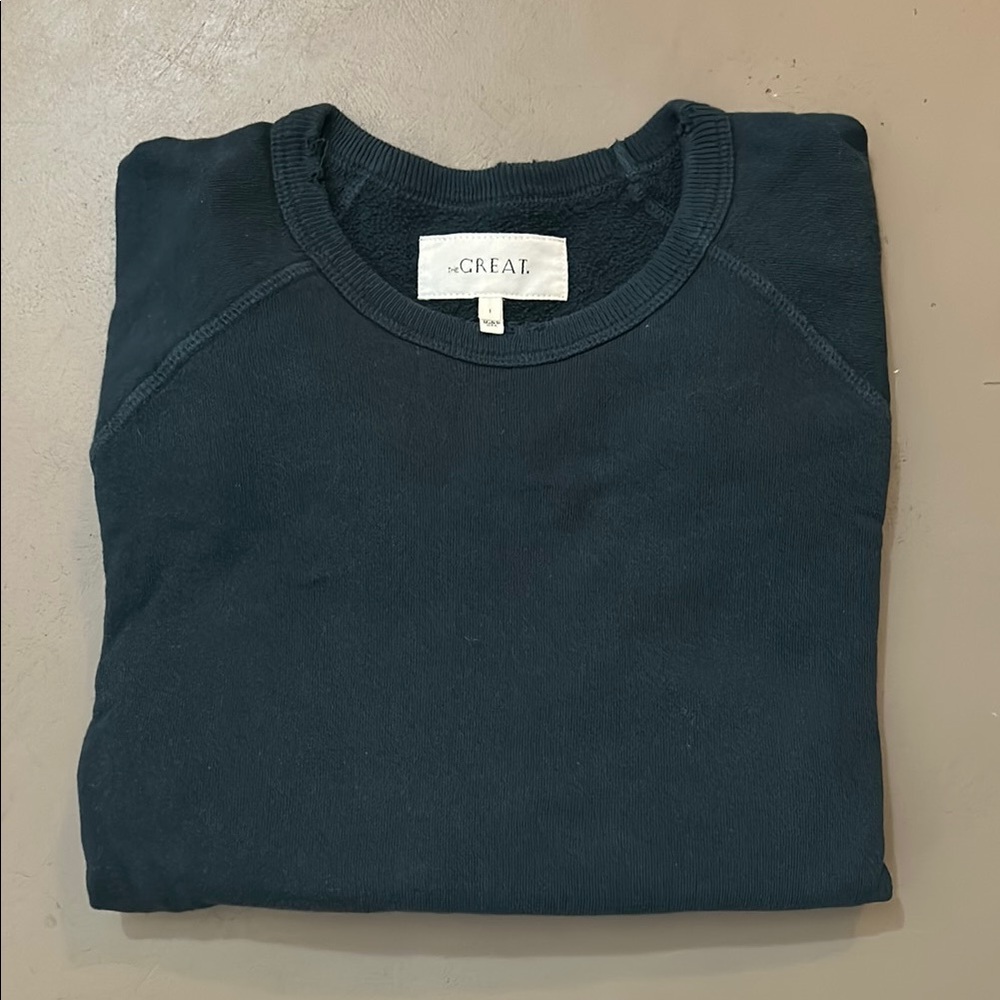 THE GREAT. Spruce Pine College Sweatshirt Cotton USA split cuff 1 S oversized